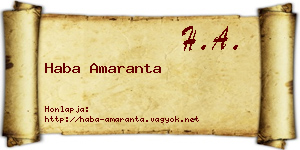 Haba Amaranta névjegykártya